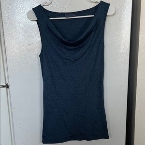 Michael Stars OS Metallic Blue Cotton Nylon Blend Sleeveless Cowl Neck Tank Top